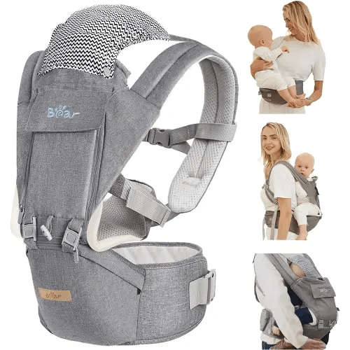Baby Carrier, 6-in-1 Baby Carrier Newborn to Toddler with Hip Seat (Ergonomic M Position) for 3-36 Month/ 7-44lbs Baby, Adjustable Size for Enhanced Lumbar Support, Perfect for On-The-go