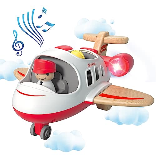 Wanborns Airplane Toys for Toddlers 1-3, Toys Planes Toys with Sound and Light, Mini Airliner Toys for Introducing Aeronautical Knowledge, Car Toys for 18 Months, 2 3 4 5 Years Old Kids Boys Gift