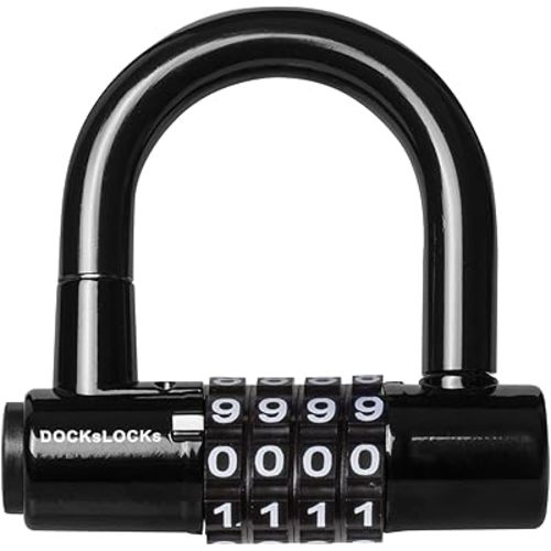 Compact Heavy Duty Weather Resistant Padlock Style Anti Theft U-Lock with Resettable Combination for Gyms, Bikes, Security Cables, Gates