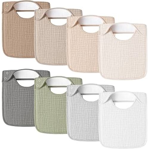 Muslin Baby Bibs for Boys Girls, 8-Pack Soft Cotton Adjustable Drool Bibs Set for Toddler,Newborn,Infant 0-24 Months (Grey)