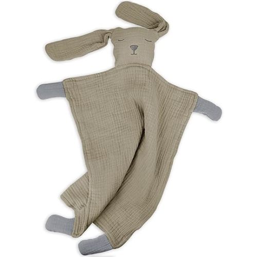 Lulu moon Baby Security Blanket for Unisex, Cotton Muslin Lovey for Babies, Soft & Breathable Lovie Baby Gifts for Boys and Girls, 15 * 12 Inch (Olive)