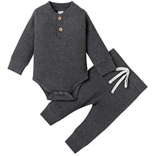 Newborn Baby Girl Boy Fall Clothes 3 6 12 18 24 Months Outfits Long Sleeve Knitted Cotton Romper & Pants Infant Winter Sets