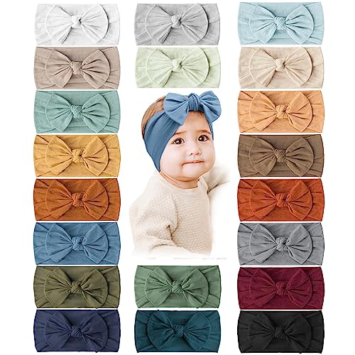 Prohouse 20PCS Baby Nylon Headbands Hairbands Hair Bow Elastics for Baby Girls Newborn Infant Toddlers Kids,Pack Of 1,20 Count
