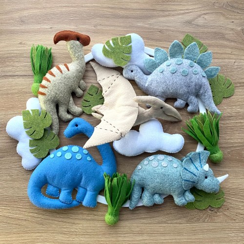 Felt Baby Mobile for Crib. Nursery Crib Decor Dinosaur. Unique Baby Shower Gift Personalized. Baby Boy Mobile. Baby Girl Mobile. Felt Mobile
