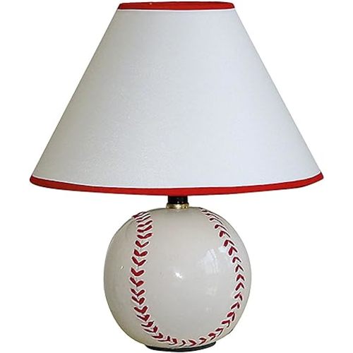 ORE International 604BB Ceramic 60-Watt Baseball Table Lamp, White/Cream