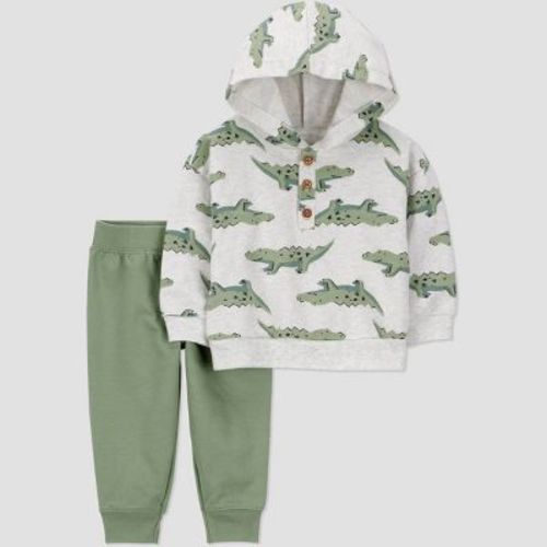 Carter's Just One You® Baby Boys' 2pc Alligator Hooded Sweatshirt and Jogger Pants Set - Green 9M