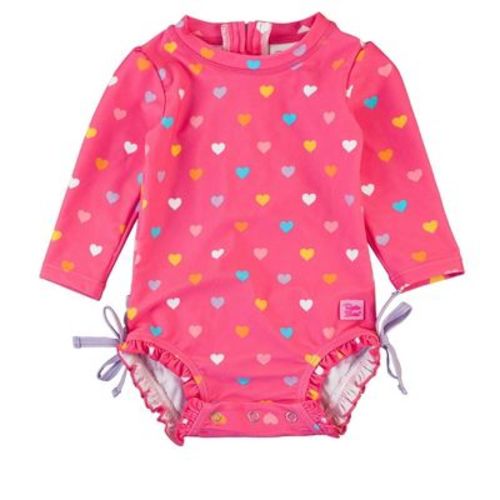 RuffleButts Baby/Toddler Girls UPF50+ Long Sleeve One Piece Rash Guard