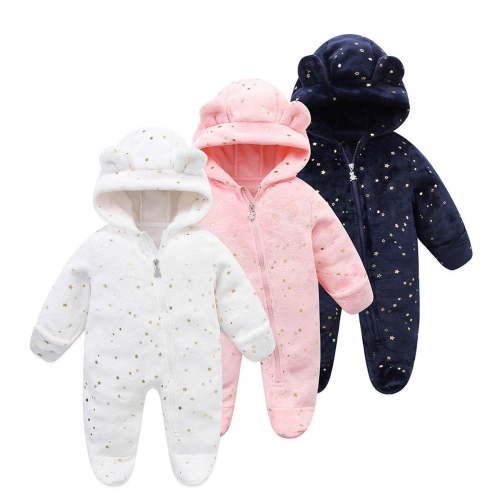 ERkkoi Newborn Boys Girls Romper Baby Onesies Bear Outfit Suit Fleece Jumpsuit Romper Hooded Winter Snowsuit Clothes Blue 3-6 Months