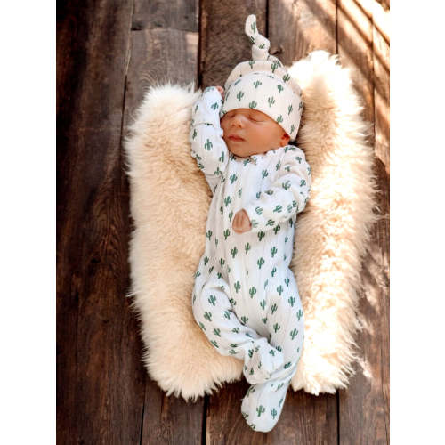 Cactus / Organic Pointelle 2-Way Zip Footie