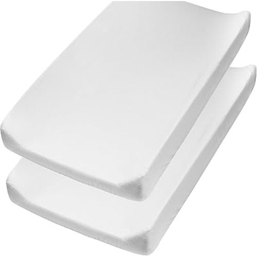 HonestBaby Organic Cotton Changing Pad Covers (Set of Two), Bright White, One Size