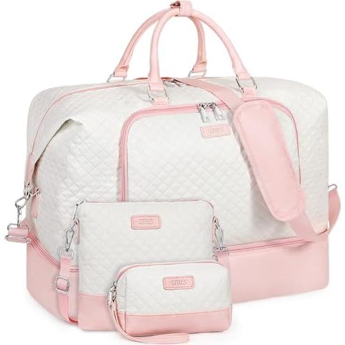 Travel Weekender Bag for Women, Overnight Bag with Shoe Compartment, Oversized Travel Duffel Bag Carry On Tote with Trolley Sleeve 21" for Weekend Travel Business Trip