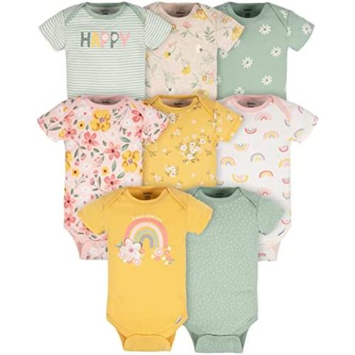 Gerber Baby Girls' 8-Pack Short Sleeve Onesies Bodysuits