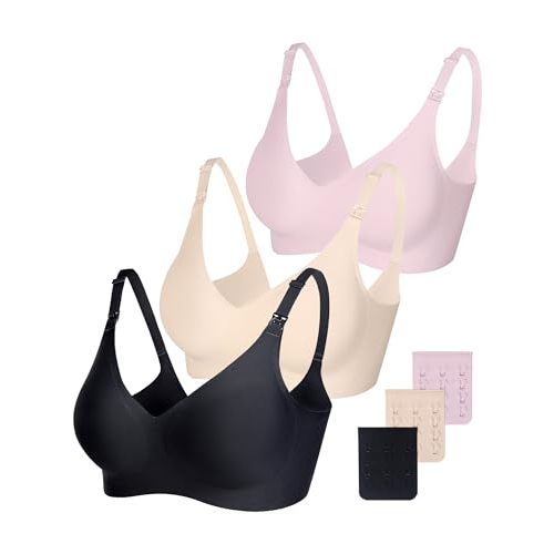 Vinfact Smooth Nursing Bras for Breastfeeding Seamless Maternity Bras for Pregnancy Wireless Bralette with Extra Bra Extender