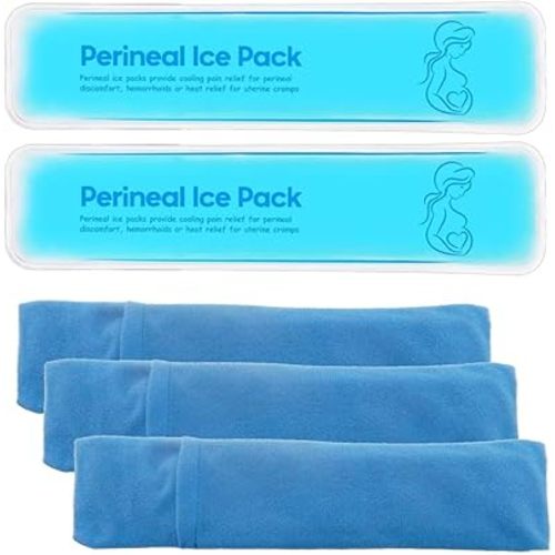 Perineal Cooling Pad, Postpartum Cold Packs Gel Bead Ice Pack Cold Therapy for Women After Pregnancy and Delivery, 2 Ice Pack and 3 Cover (Blue Gel Ice Pack)