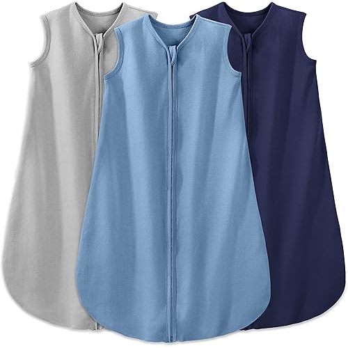 Yoofoss Baby Sleep Sack 6-12 Months Wearable Blanket for Babies 100% Cotton 2-Way Zipper TOG 0.5 Toddler Sleeping Sack 3 Pack, Comfy Soft Lightweight