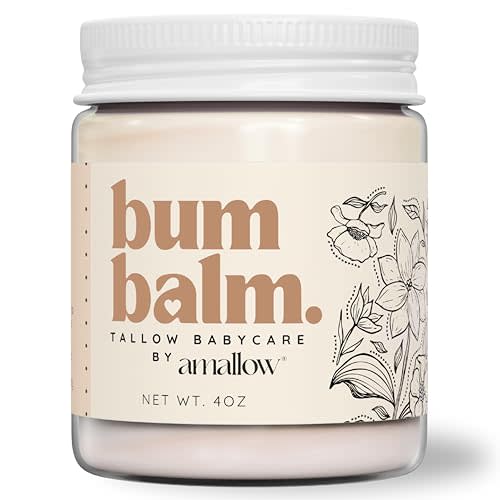 Amallow Baby Bum Balm - Diaper Area Cream for Sensitive, Rash-Prone Skin - Petroleum & Fragrance-Free - Gentle Moisturizing Balm - 4 oz