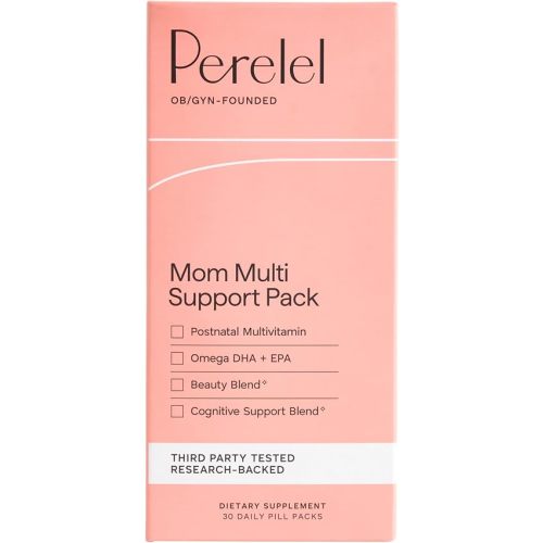 Perelel Mom Multi Postnatal Vitamins with Omega 3 DHA, Iron, & Collagen