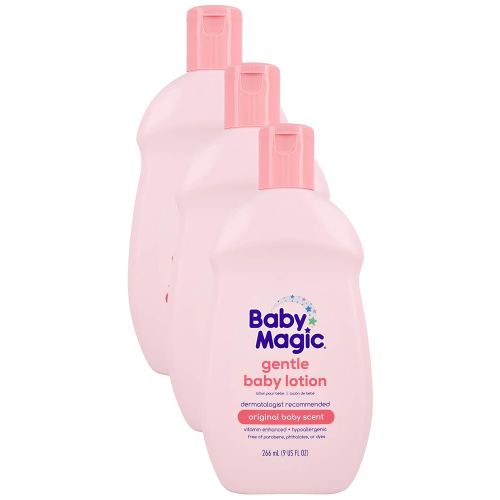 Baby Magic Gentle Baby Lotion 9oz Vitamins & Aloe Free of Parabens, Phthalates, Sulfates and Dyes, Camellia Oil & Marshmallow Root, 9oz (Pack of 3)
