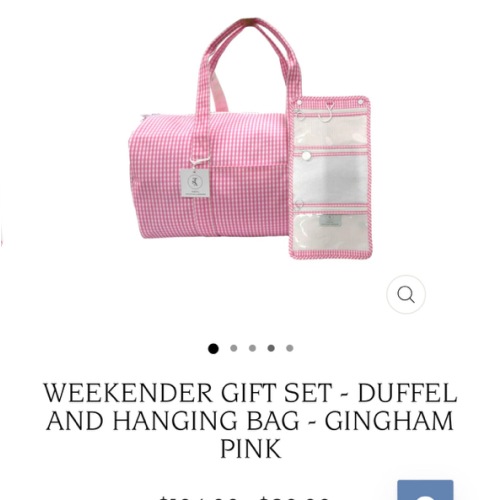 Weekender Gift Set - Duffel and Hanging Bag - Gingham Pink