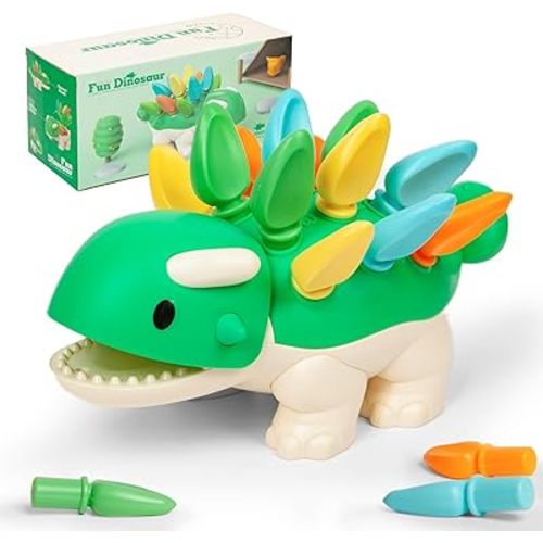 Hirger Spike The Fine Motor Dinosaur: Montessori Baby Sensory Toys for Toddlers 1-3, Preschool Learning Educational Activities, 12+ Months Old Birthday Gift