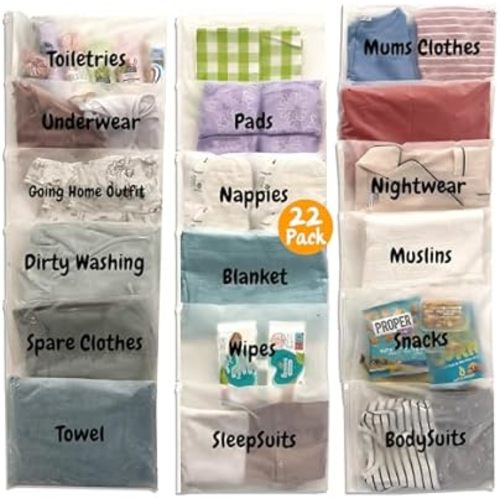 22 x Maternity Hospital Bag Organiser Pouches | Hospital Bag Maternity Essentials for Newborn Baby Changing Bag or Baby Hospital Bag Organiser Pouches | 38 x 28cm Hospital Organiser Pouches Labelled, : Amazon.com.au: Clothing, Shoes & Accessories