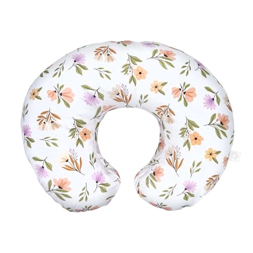 Boppy Original Nursing Pillow, Neutral Wildflowers, Ergonomic Nursing Essentials for Bottle and Breastfeeding, Firm Fiber Fill, with Removable Pillow Cover, Machine Washable