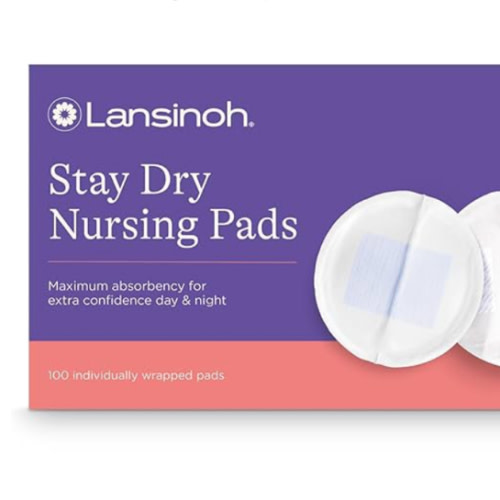 Lansinoh Stay Dry Disposable Nursing Pads, Soft and Super Absorbent Breast Pads, Breastfeeding Essentials for Moms, 100 Count