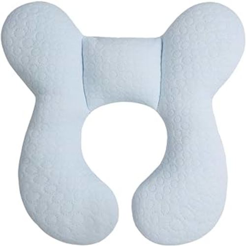 Upgraded Baby Head Support Pillow for Newborn Toddler, Soft Cotton Baby Travel Pillow for Car Seats and Strollers, Blue