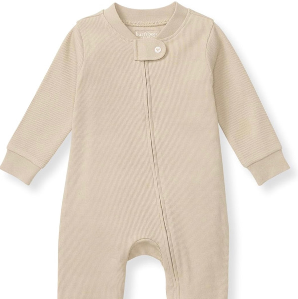 Burt's Bees Baby Boys Sleep and Play PJs, 100% Organic Cotton One-Piece Zip Front Romper Jumpsuit Pajamas