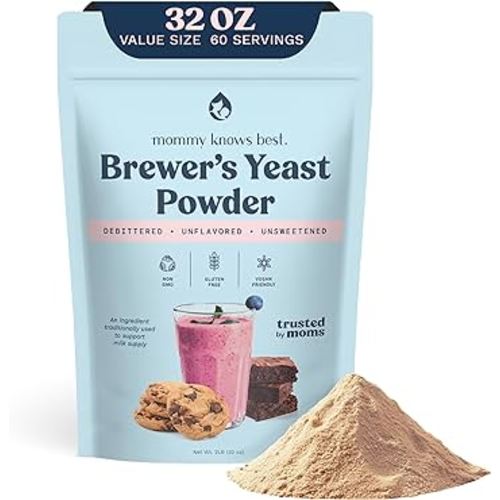 Mommy Knows Best Brewers Yeast Powder for Lactation Brewer's Yeast for Breastfeeding Mothers - Mild Nutty Flavored Unsweetened and Debittered - 2 lb