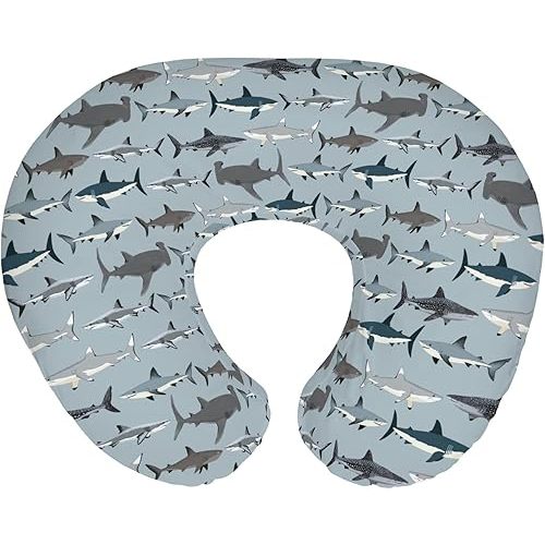 Sharks Boho Neutral Baby Nursing Pillow Covers for Boy Girl Sea Shark Species Nursery Pillowcase for Breastfeeding Pillows Marine Ocean Shark Lover Gifts Soft Stretchy Slipcovers for Newborn Infant