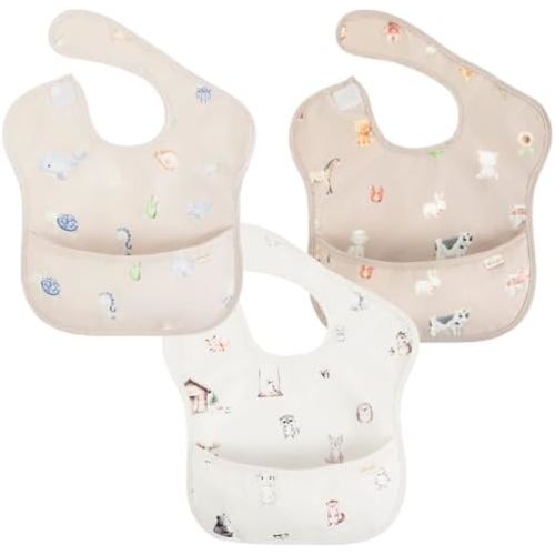 Ali+Oli Smock Bibs for Babies, BPA-Free Oeko-Tex Certified, Waterproof Baby Smock, Machine Washable, Toddlers Ages 6m+