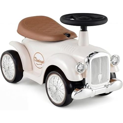 HONEY JOY Ride On Push Car, Outdoor Toddler Riding Toys w/Steering Wheel, Horn & Storage, Foot-to-Floor Sliding Car, No Batteries, Retro Baby Ride On Toys for Boys and Girls (White)