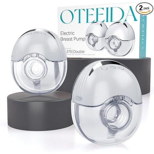 Hands Free Breast Pump Wearable MY-375 - Strong Suction, Low Noise, Wearable Breastfeeding Pump with 4 Mode &12 Levels, Portable Electric Breast Pump 24mm - 19/21/Insert/Flange, 2 Pack (White)