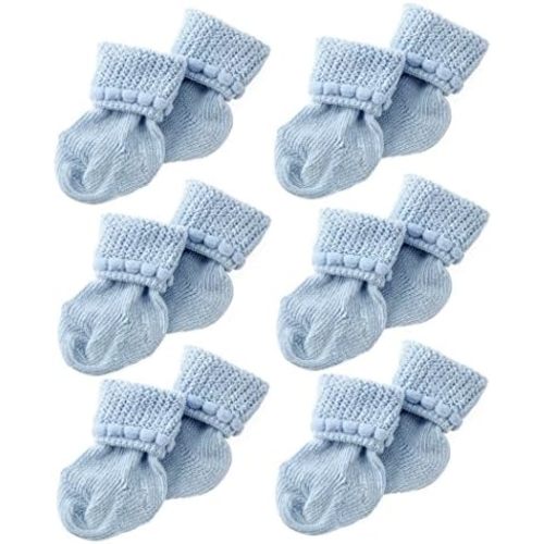 Newborn Baby Boy & Girl Socks Includes 6 Pairs of Cotton Socks