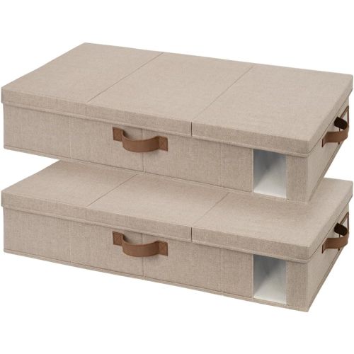 StorageWorks 2-Pack Large Under Bed Storage Bins with Lids, Underbed Storage Containers with Handles and Label Holder, Closet Organizer for Clothes, Blankets, Sweater