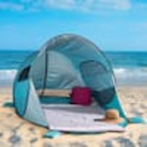 Wakeman Outdoors Pop Up Beach Tent with UV Protection and Ventilation Windows Water and Wind Resistant Double-Door Sun Shelter (Blue) 75-CMP1106