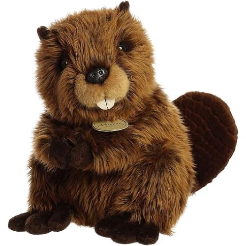 Aurora® Realistic Miyoni® Beaver Stuffed Animal - Lifelike Detail - Cherished Companionship - Brown 9 Inches
