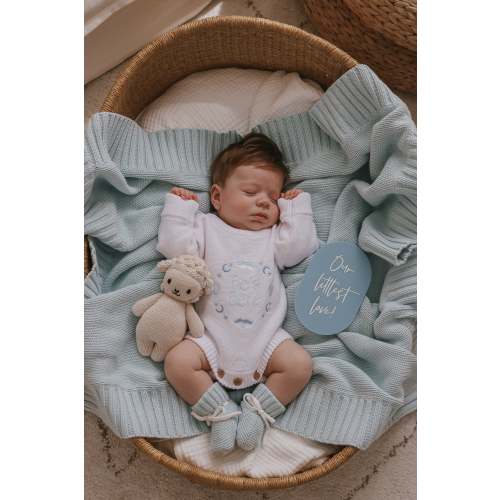 He’s Here Announcement Romper | Cloud | Coconut