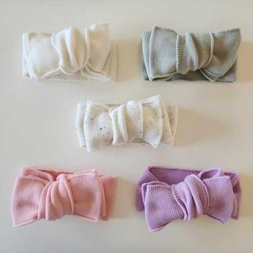 Oversized Knit Topknot Bow, Newborn Knitwear, Birth Announcement Outfit, Baby Shower Gift, Stretchy Knit Bow Headband