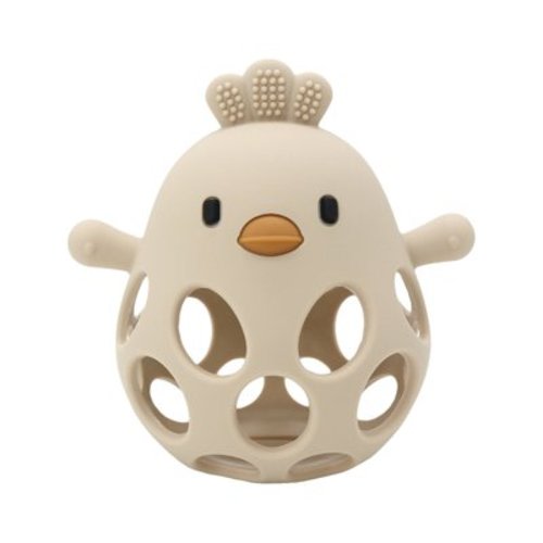 AUDeals Silicone Teething Rattle with Cooling Gel Core | Multi-Sensory Training Toy, Chicken-shaped Chew Toy with Textures & Temperature-Sensing