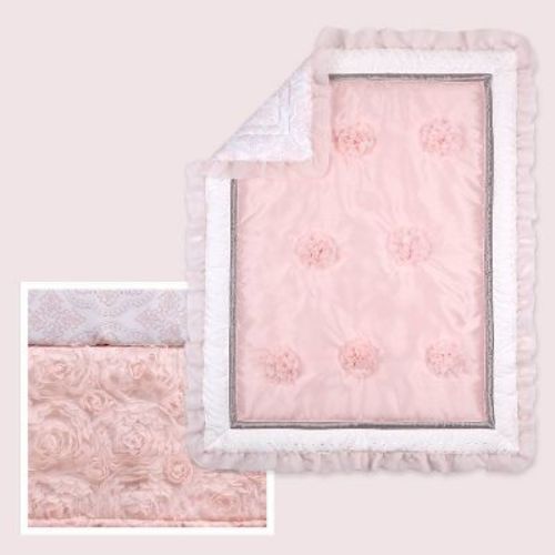 The Peanutshell Arianna Baby Crib Bedding Set - Pink/white - 3pc