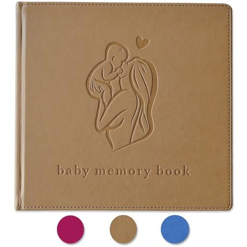 TEIOMI Beautiful Baby Memory Book with Colorful Baby Stickers; Baby Book Keepsake for Memories and Milestones First 7 Year; Thoughtful Baby Shower Girl or Boy Gift; Mother and Child Imprinted Art