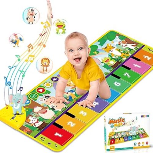WEARXI Toddler Toys, 45 X 18 inch Piano Mat for Kids, 10 Animal and 9 Piano Sound, Montessori Toddler Baby Kids Toys for 1-3 Year Old Boys & Girls Gifts for Christmas