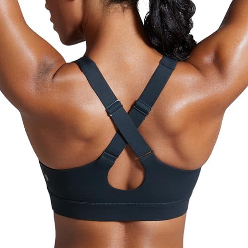 CRZ YOGA Womens Butterbreeze Criss Cross Back Sports Bra - V Neck Adjustable Straps Padded Wireless Workout Training Crop Top