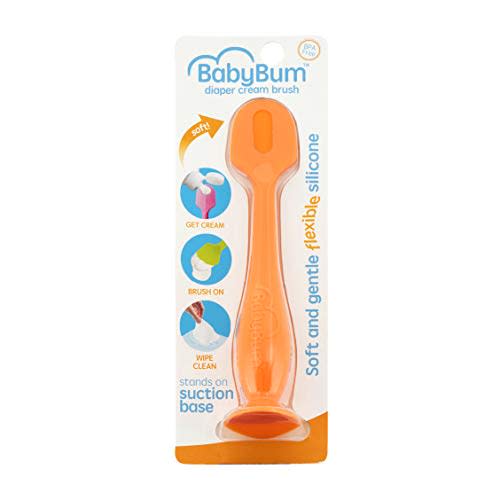 Baby Bum Brush, Original Diaper Rash Cream Applicator, Soft Flexible Silicone Brush, Unique Gift [Orange]
