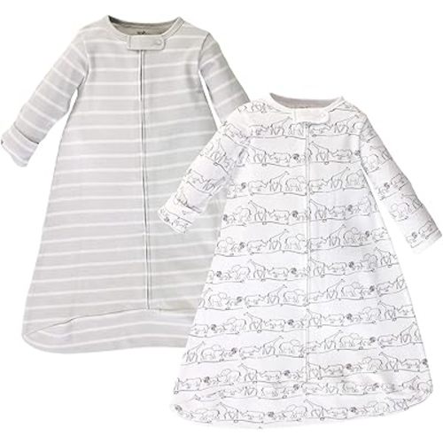 Touched by Nature Unisex Baby Organic Cotton Long-Sleeve Wearable Sleeping Bag, Sack, Blanket, Safari, 0-3 Months