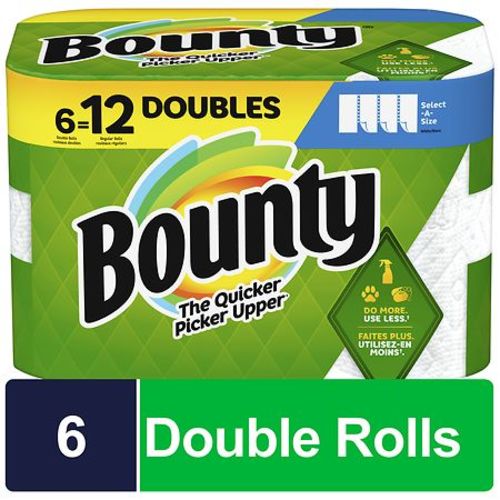 Bounty Select-A-Size Paper Towels, Double Rolls 6 Double Rolls, 90 Sheets Per Roll White