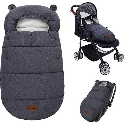 Universal Footmuff for Stroller, Baby Bunting Bags, Winter Windproof Warm Pram Footmuffs, Water Resistant Sleeping Bag with Hood for Strollers, Pushchairs, Prams, Car Seat, 30"*17.5"
