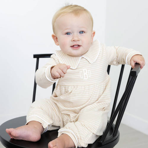 Tan Stripe Romper
